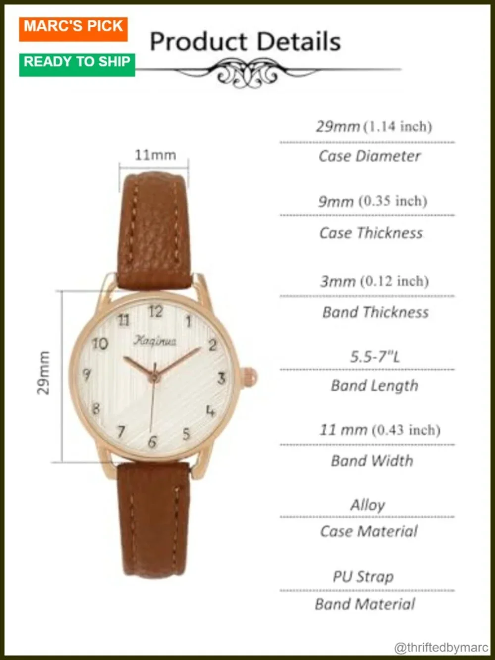 Classic Leather Strap Quartz Watch for Women Easy Read Analog Face